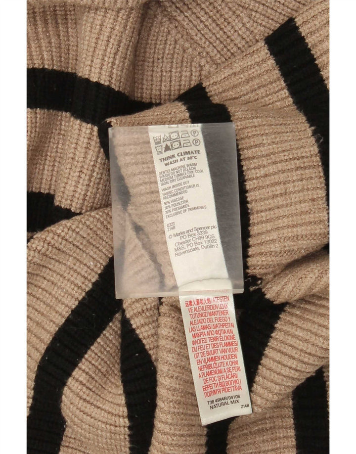 Marks & Spencer Rollkragenpullover für Damen, UK 12, Mittelbeige gestreift