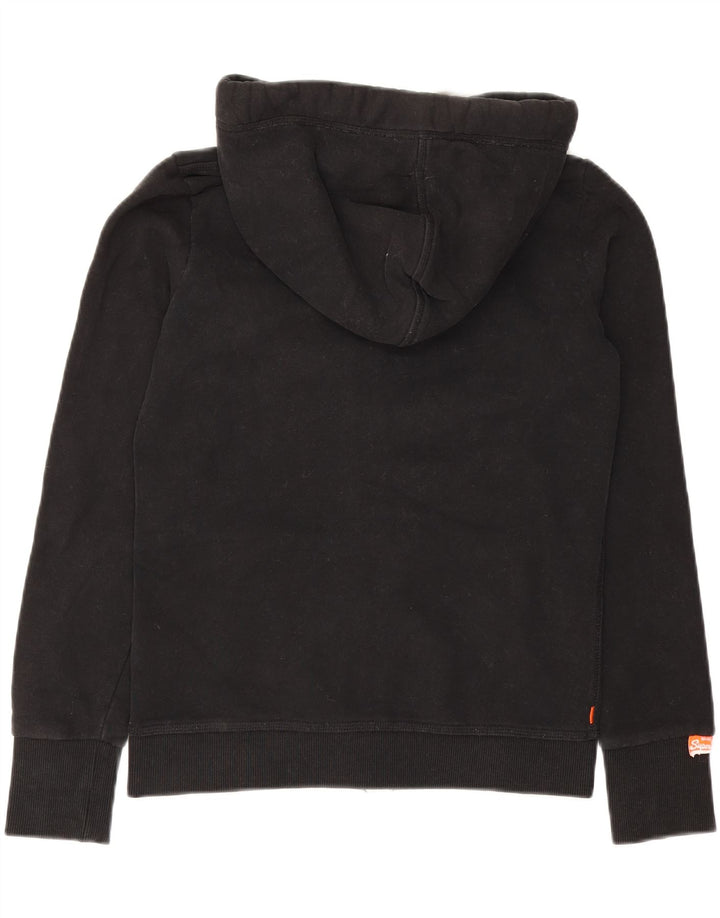 Superdry Herren-Kapuzenpullover mit Reißverschluss, Größe S, schwarze Baumwolle