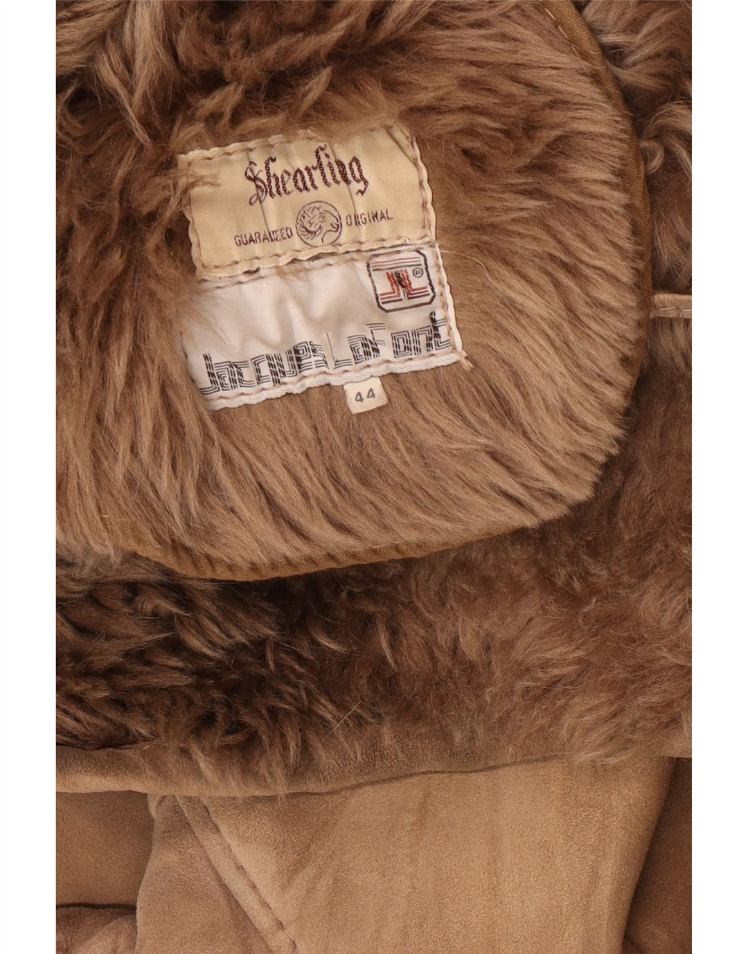 Vintage Damen Shearling Jacke IT 44 Medium Beige Shearling