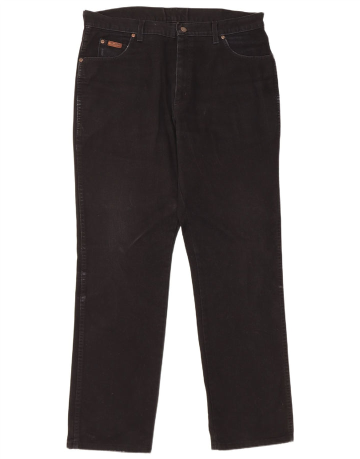 Wrangler Herren Texas Straight Jeans W38 L34 Schwarze Baumwolle