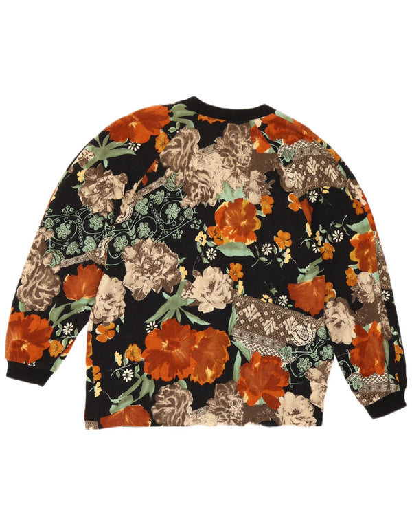 Vintage Damen Cardigan Pullover IT 44 Medium Mehrfarbige Blumenwolle