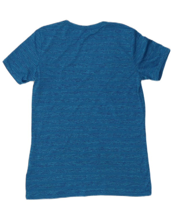 Nike Damen Dri Fit T-Shirt Top UK 12 Mittelblau gestreift Polyester
