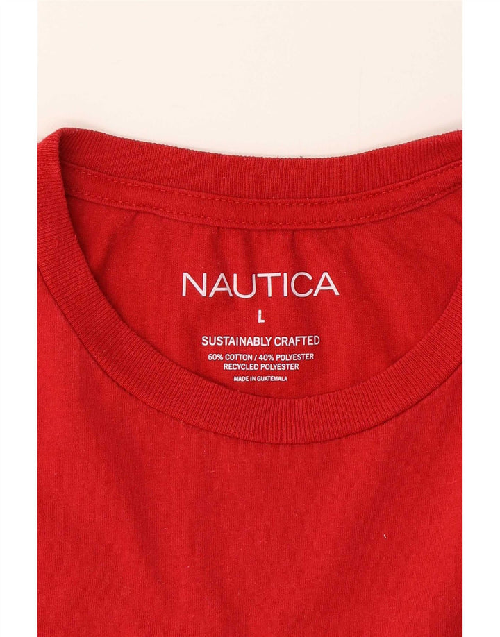 Nautica Herren-T-Shirt mit Grafik, Größe L, aus roter Baumwolle