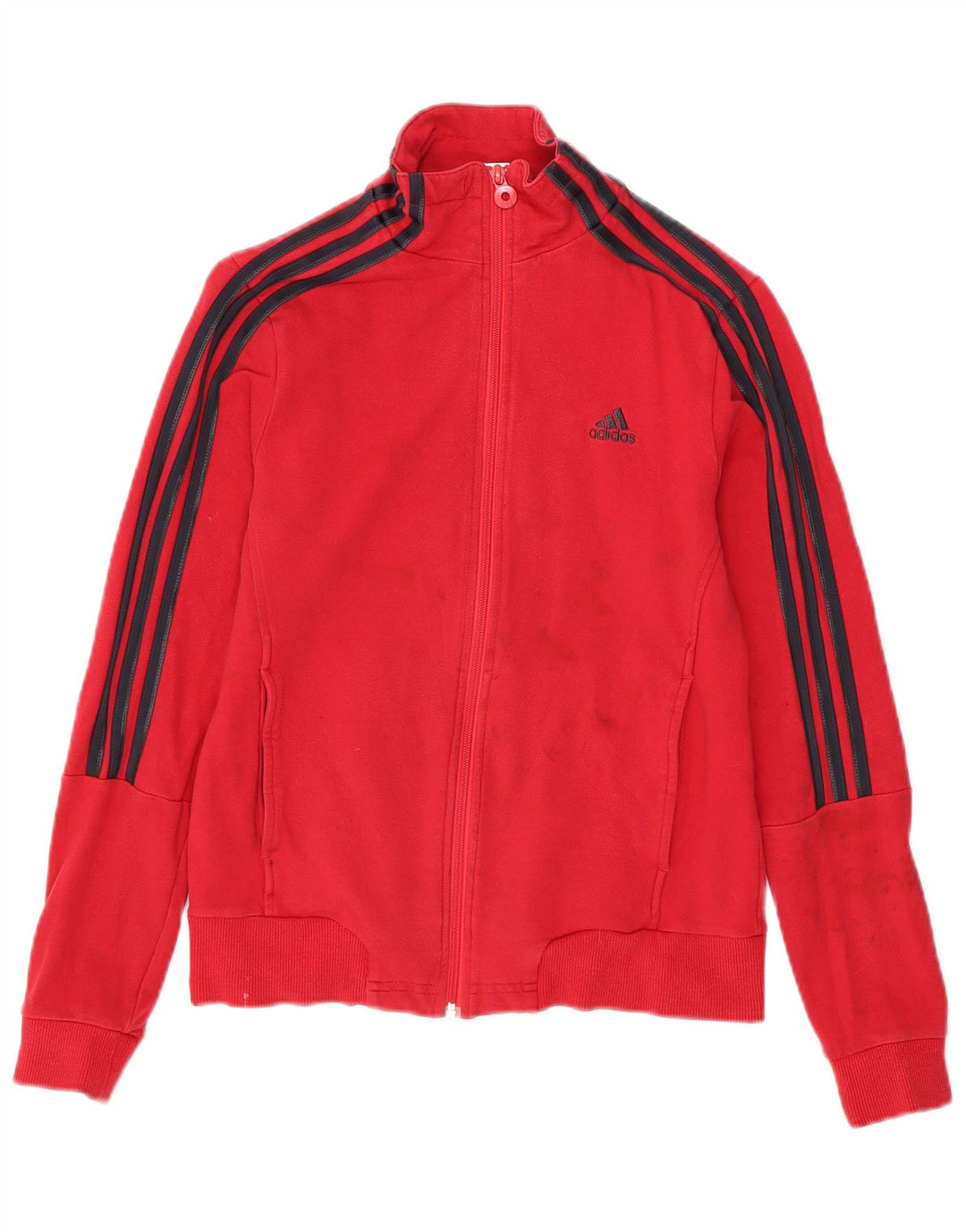 ADIDAS Damen Trainingsanzug Top Jacke UK 12 Mittelrote Baumwolle