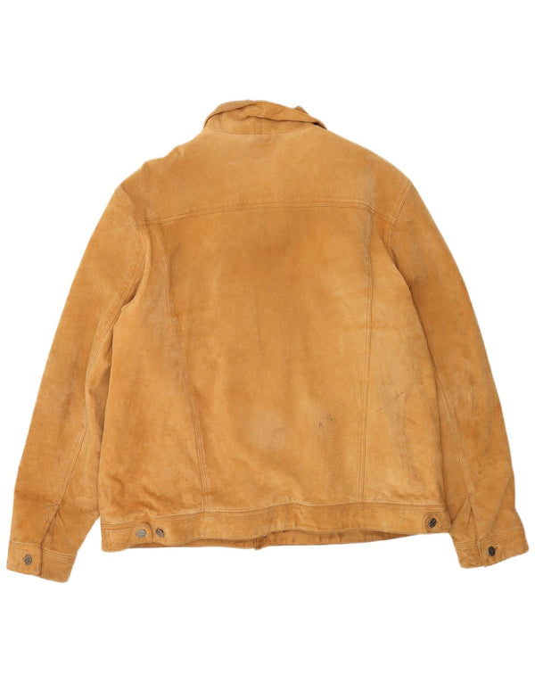 Vintage Herren Loose Fit Sherpa Wildlederjacke EU 60 Großes Beige Leder