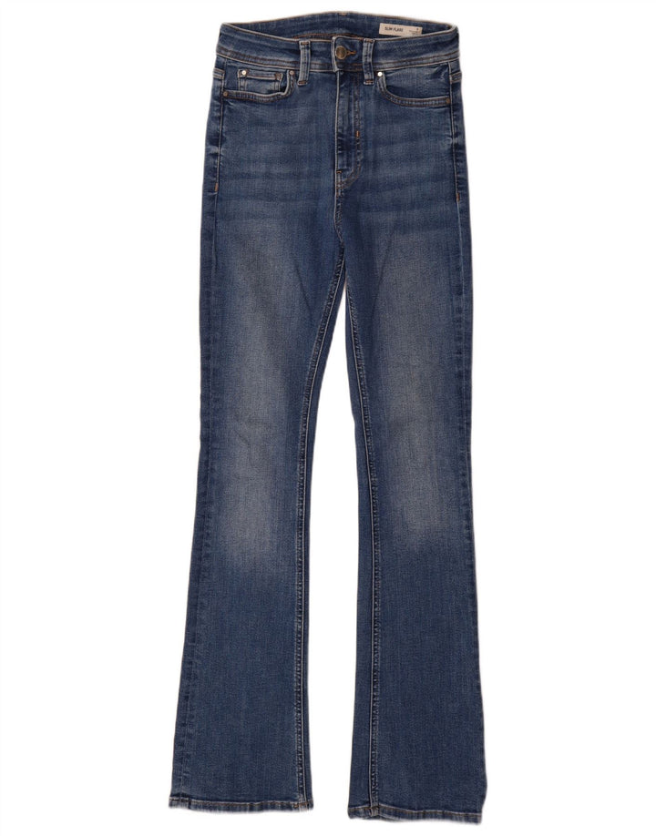 Marks & Spencer Damen Slim Flared Jeans UK 8 Small W26 L34 Blaue Baumwolle