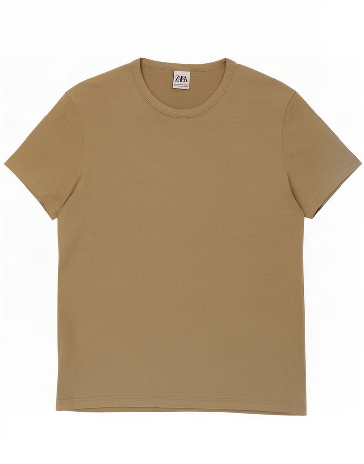 Zara Herren T-Shirt Top Mittelbeige Baumwolle