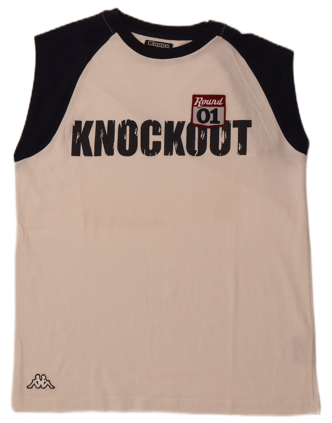 KAPPA Herren Grafik-Weste-Top, groß, weiße Farbblock-Baumwolle