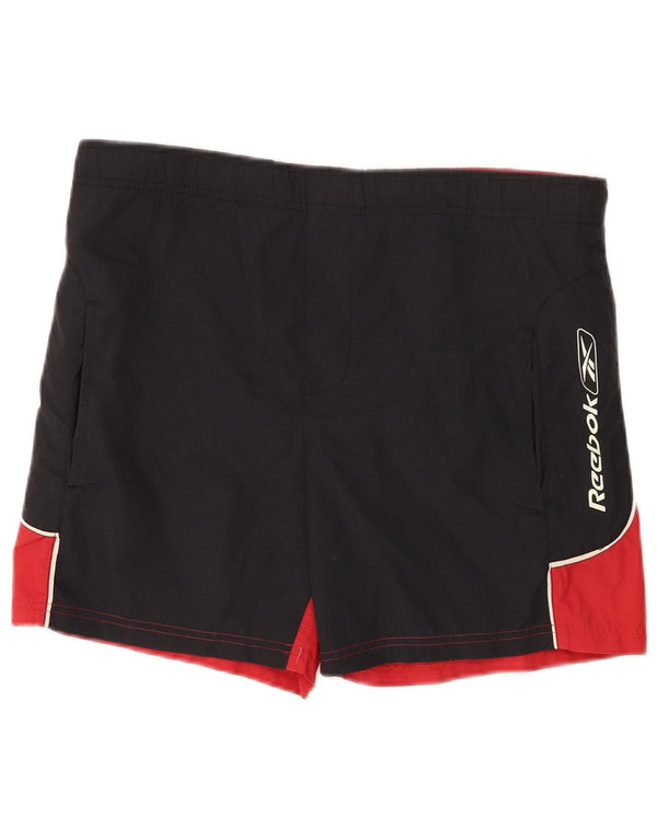 Reebok Herren-Badeshorts mit Grafik, Größe S, Schwarz, Colourblock-Nylon