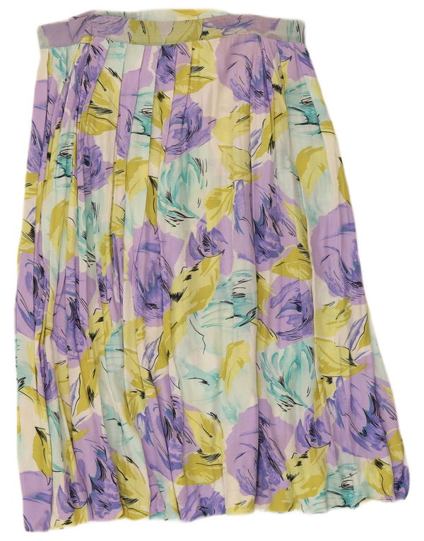 Vintage Damen Faltenrock W32 Großes Mehrfarbiges Blumenmuster