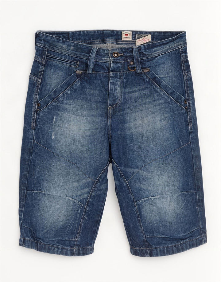 Jack & Jones Herren-Jeansshorts im Distressed-Look, Größe M, W32, Blau, Baumwolle