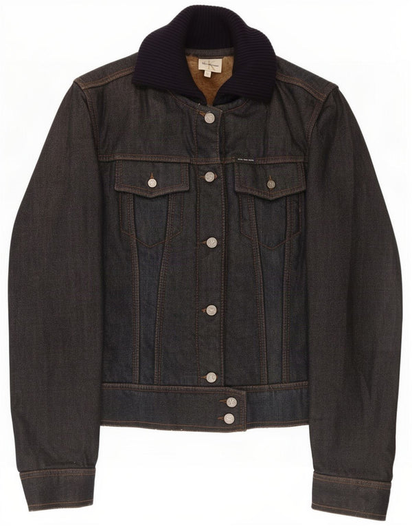 Calvin Klein Damen Denim Sherpa Jacke UK 14 Medium Marineblau Baumwolle