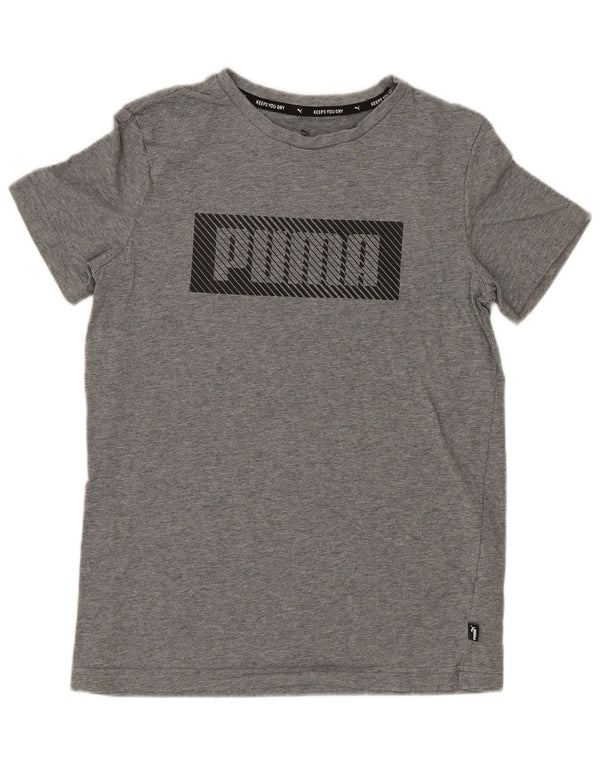 Puma Grafik-T-Shirt für Jungen, 13–14 Jahre, grau gefleckte Baumwolle
