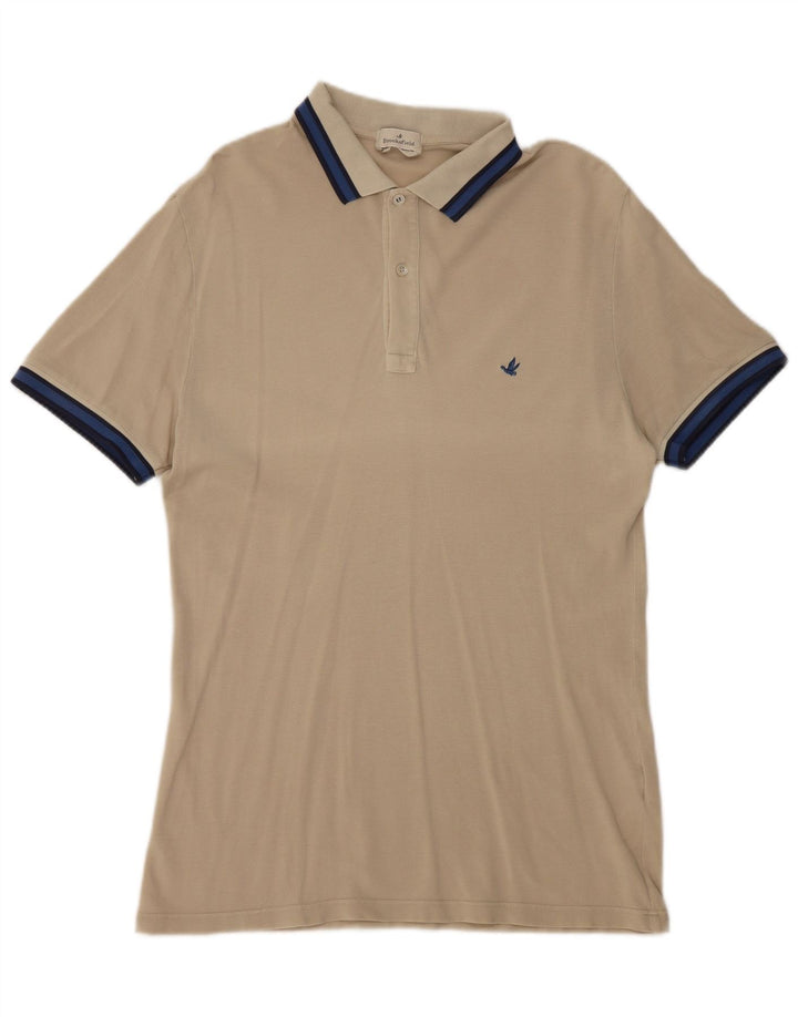 Brooksfield Herren-Poloshirt IT 50 Mittelbeige Colourblock-Baumwolle