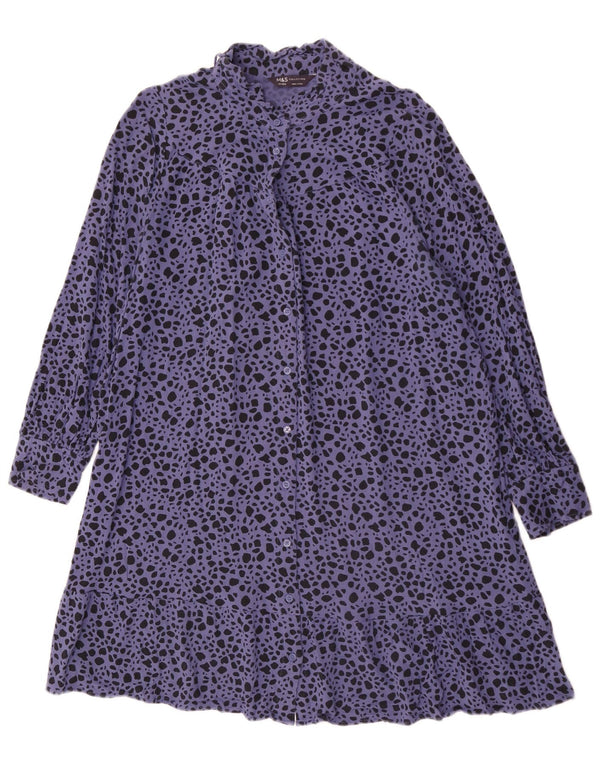 Marks & Spencer Damen-Hemdkleid, Gr. 44, groß, blau, Viskose mit Tiermuster