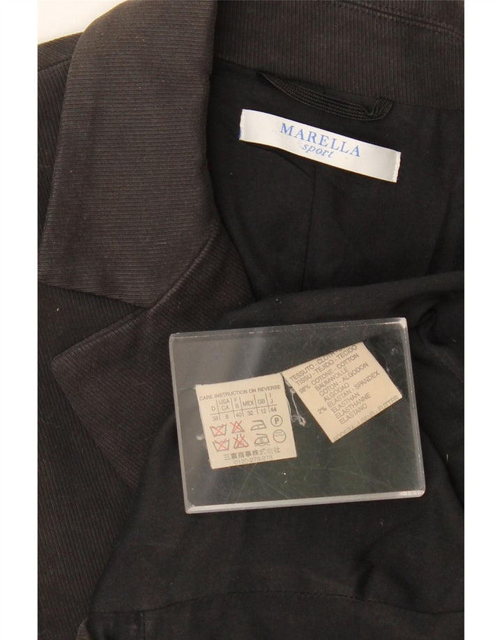 MARELLA Damen 1-Knopf-Blazerjacke UK 12 Mittelschwarze Baumwolle