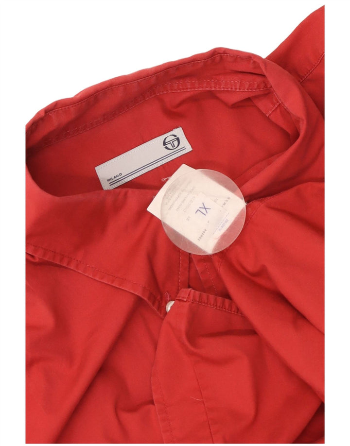 Sergio Tacchini Herren-Kurzarmhemd XL aus roter Baumwolle