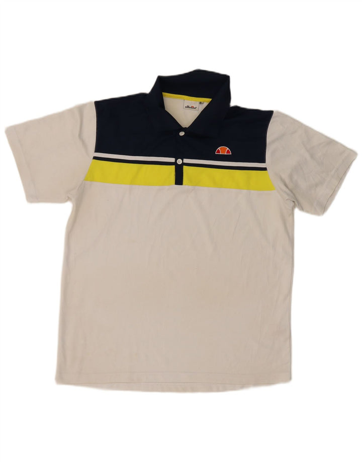 ELLESSE Herren-Poloshirt, groß, weißes Colourblock-Polyester