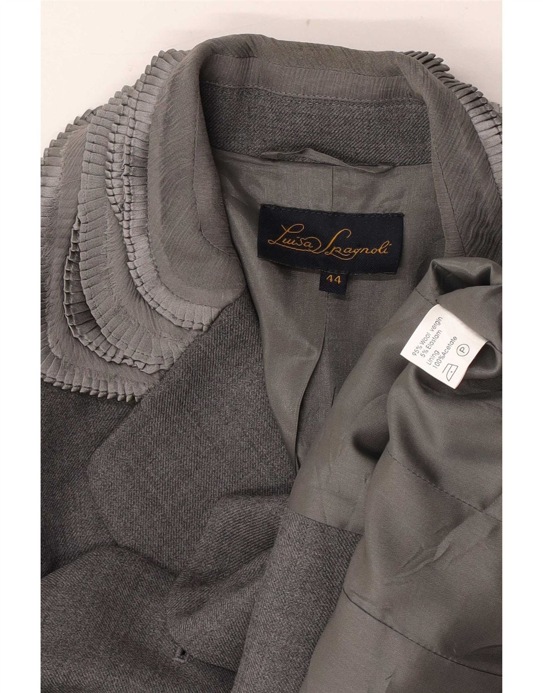 Luisa Spagnoli Damen Blazer Jacke IT 44 Mittelgrau Colourblock Classic