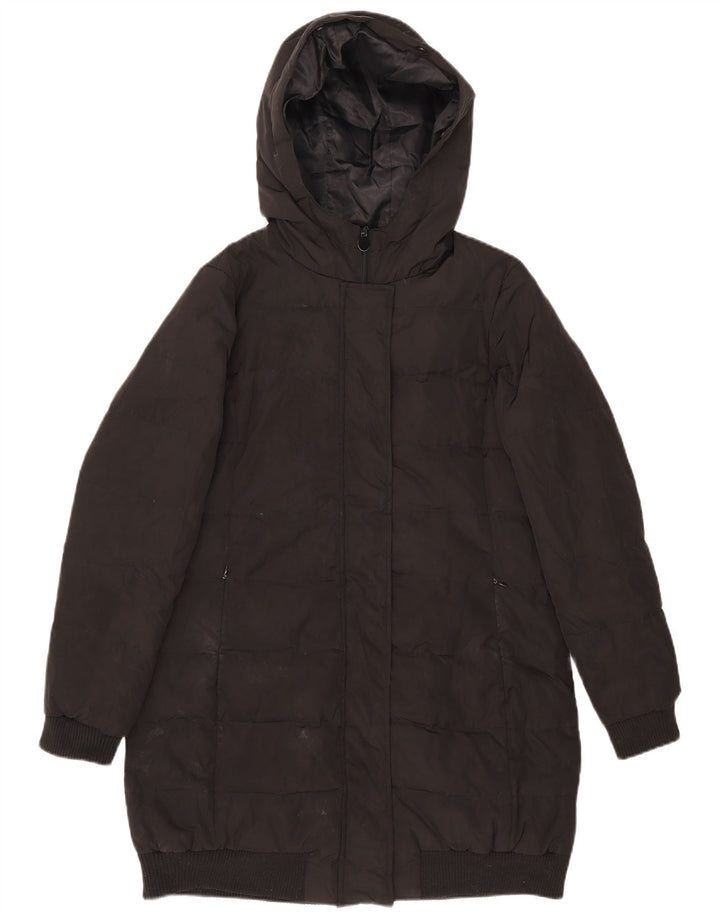 Zara Damen Kapuzenmantel, gepolstert, UK 18, XL, Schwarz, Polyester