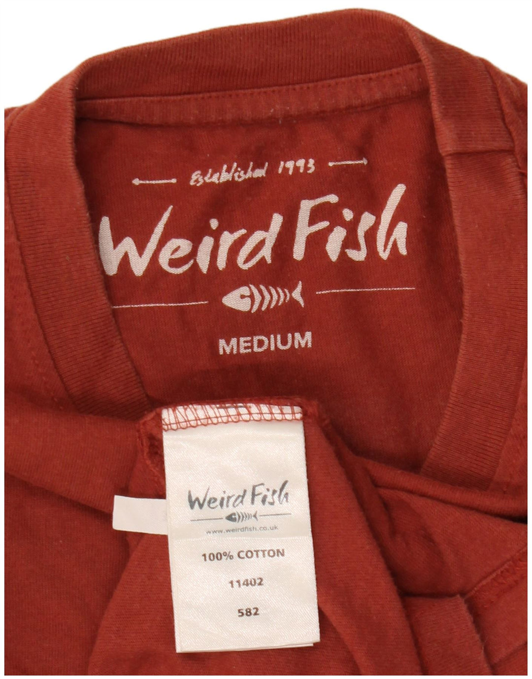 Weird Fish Herren-T-Shirt mit Grafik, mittelgroße kastanienbraune Baumwolle