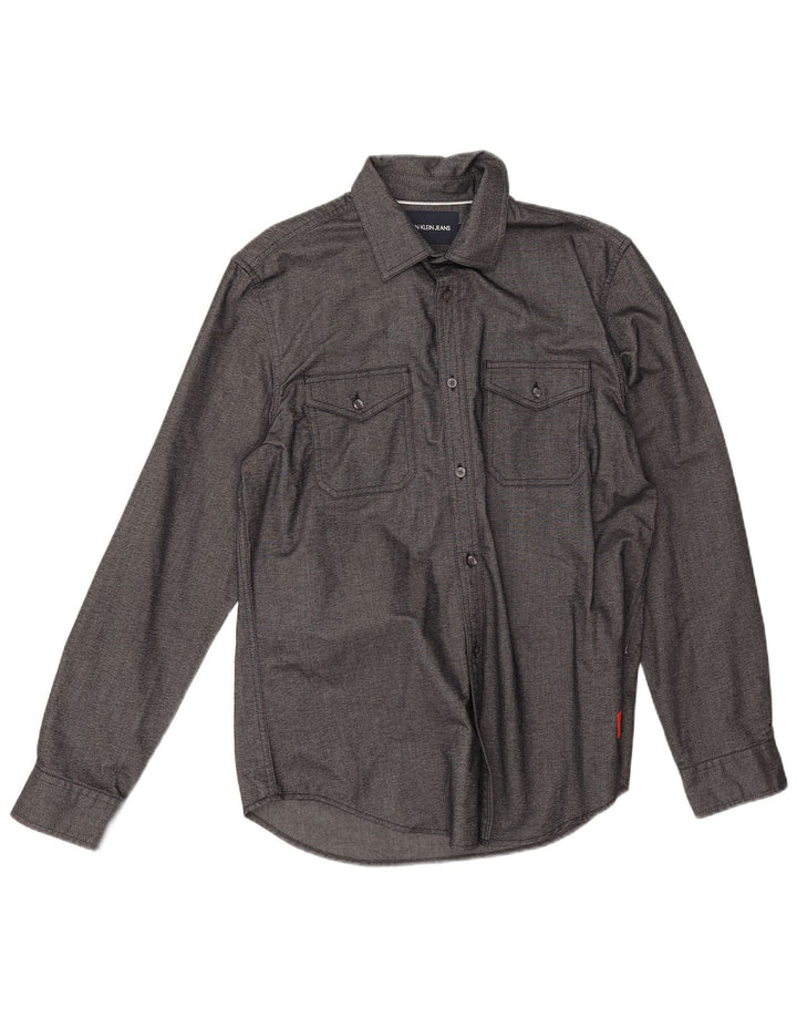 Calvin Klein Jeans Herrenhemd mittelgraue Baumwolle