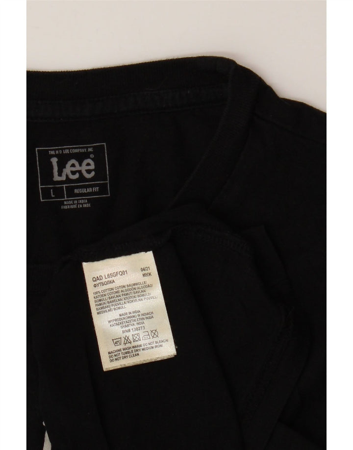 LEE Mens Regular Fit Graphic T-Shirt Top Large Black Cotton
