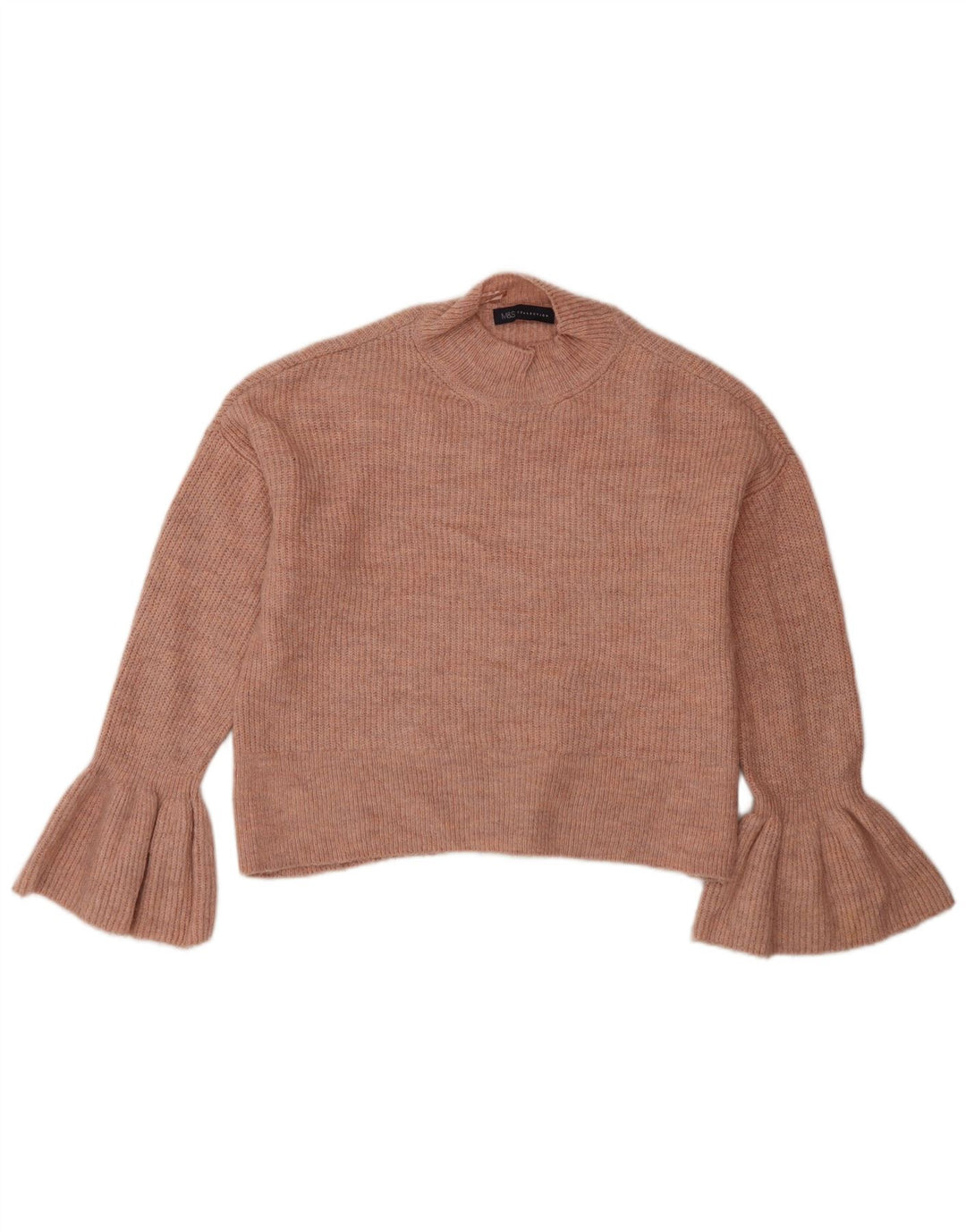 Marks & Spencer Damen Crop Rollkragenpullover Pullover UK 12 Mittelrosa