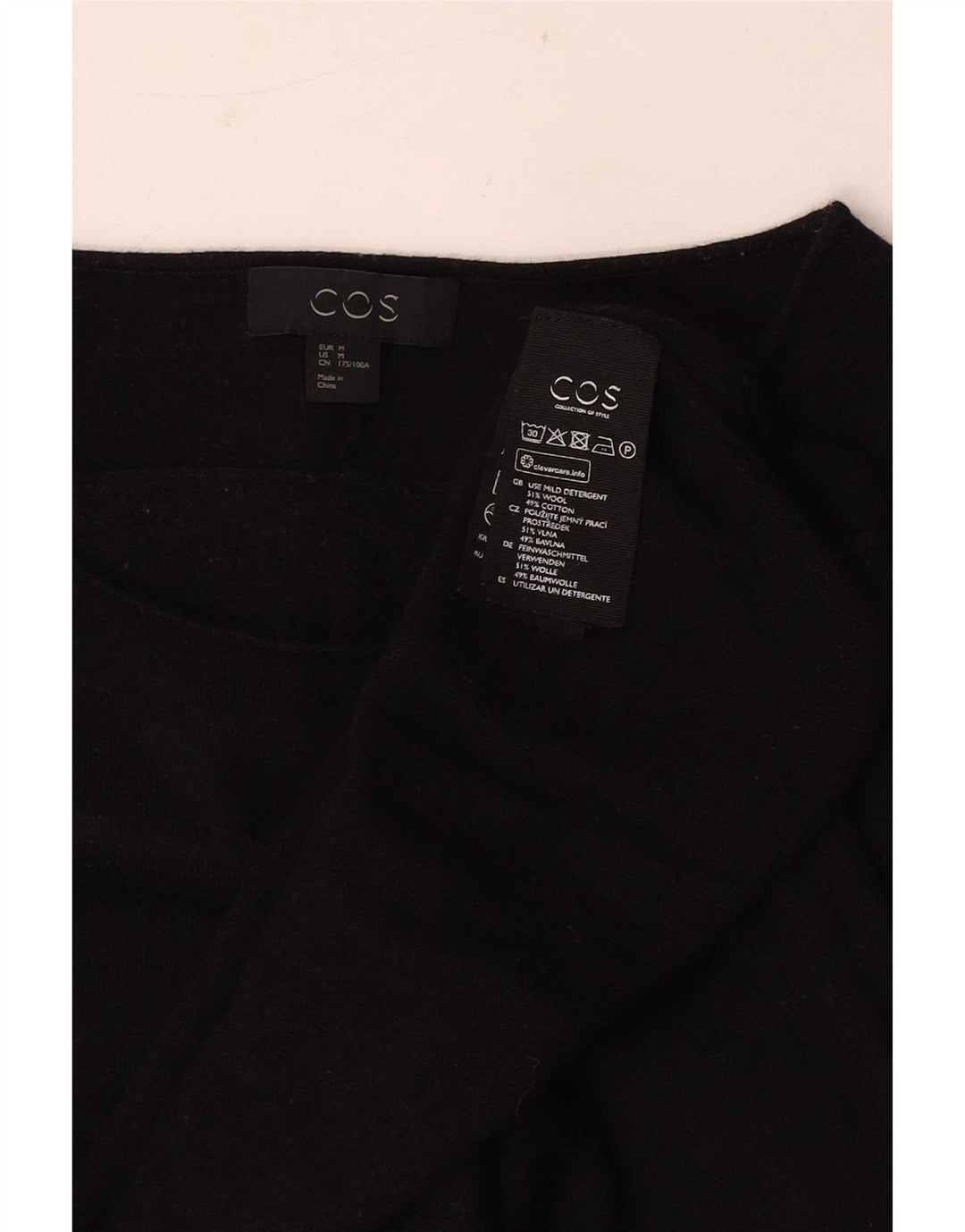 Cos Damen-Pullover mit U-Boot-Ausschnitt, UK 14, mittelschwarze Wolle