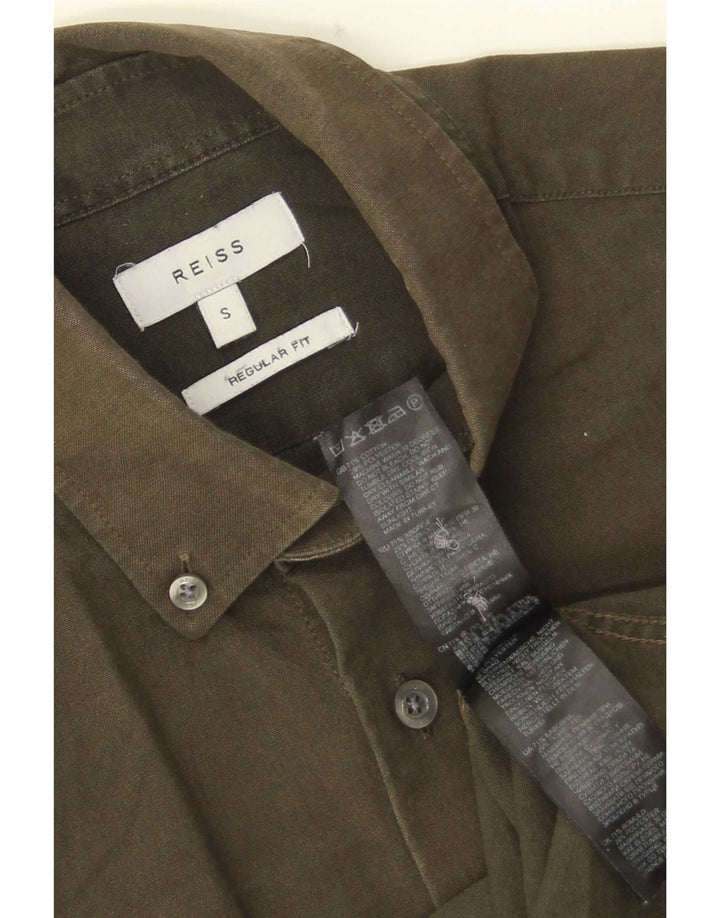 Reiss Herren-Hemd mit normaler Passform, Größe S, Khaki, Baumwolle