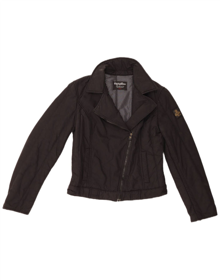 Refrigiwear Damen Bikerjacke UK 12 Mittelschwarzes Nylon