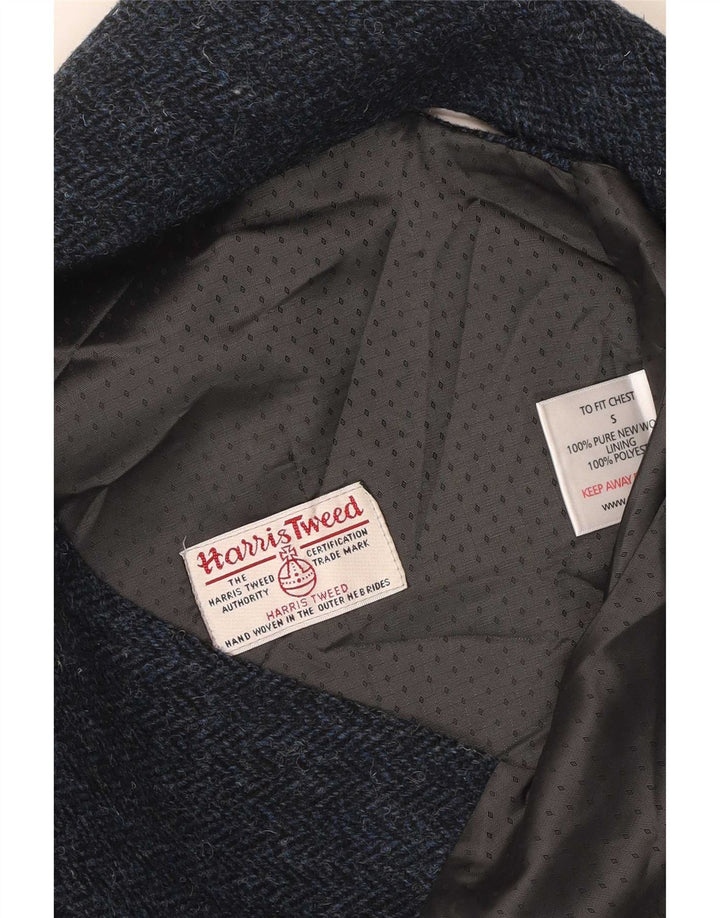 Harris Tweed Herrenweste, kleine blaue Fischgräten-Schurwolle