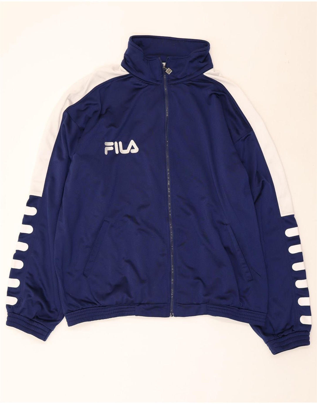 FILA Herren-Trainingsanzugoberteil mit Grafik, 2XL, Marineblau, Farbblock-Polyester