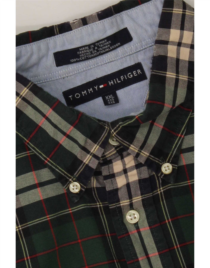 Tommy Hilfiger Herren Flanellhemd 2XL grün kariert Baumwolle