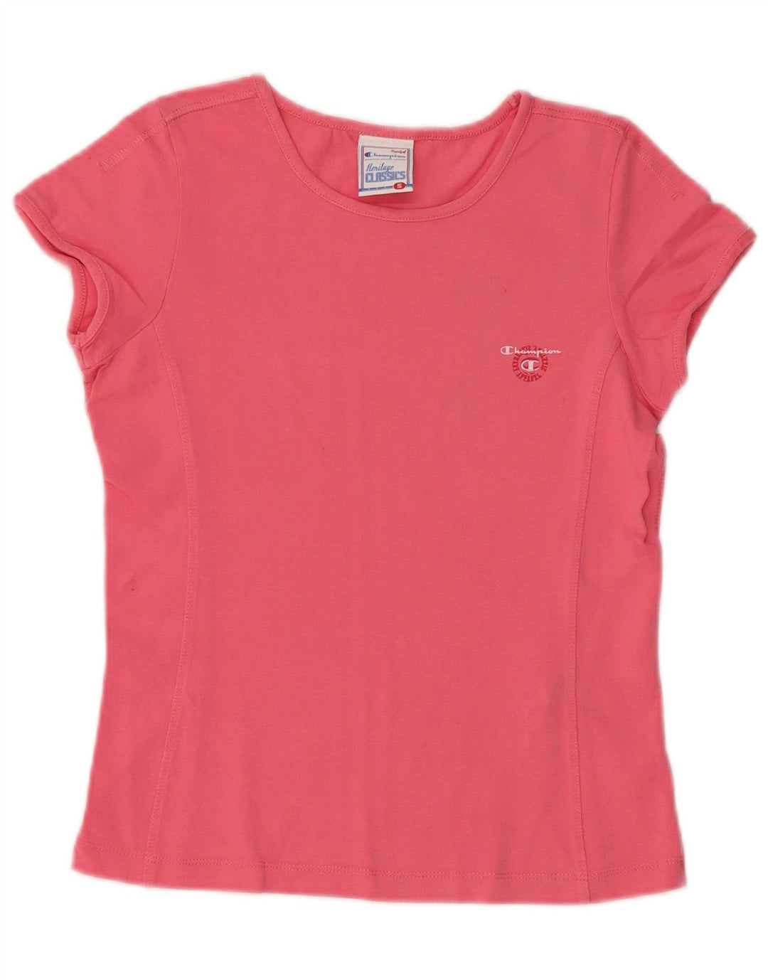 CHAMPION Damen Heritage Classics Crop T-Shirt Top UK 8 Small Rosa Baumwolle