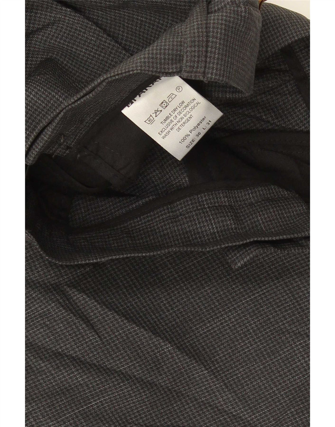 Farah Herren-Anzughose, gerade, W36, L31, graues Hahnentritt-Polyester