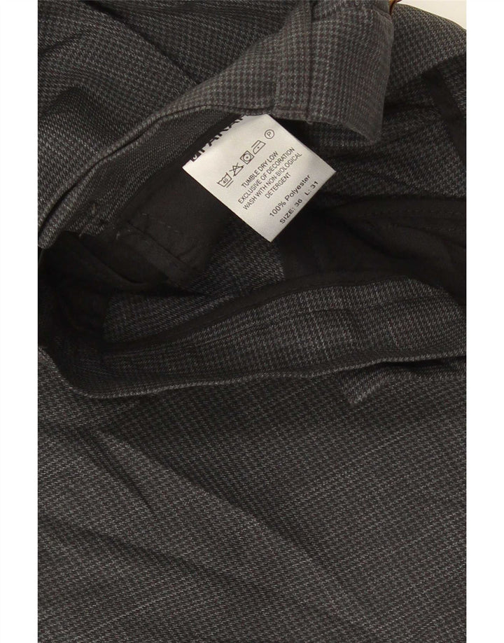 Farah Herren-Anzughose, gerade, W36, L31, graues Hahnentritt-Polyester