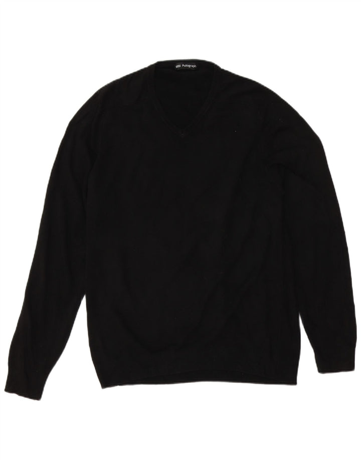 Marks & Spencer Herren Autograph Pullover mit V-Ausschnitt, Mittelschwarz, Acryl