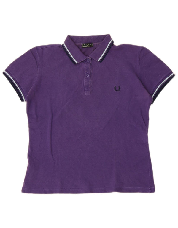 Fred Perry Damen Poloshirt UK 16 Large Lila Baumwolle