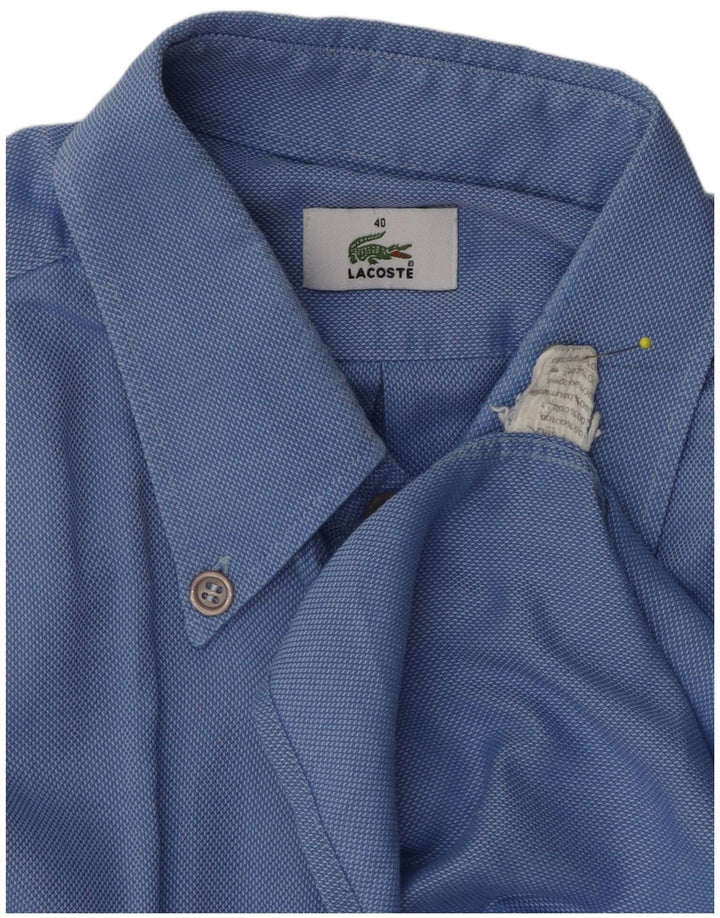 Lacoste Herren-Kurzarmhemd, Größe 40, mittelblaue Baumwolle