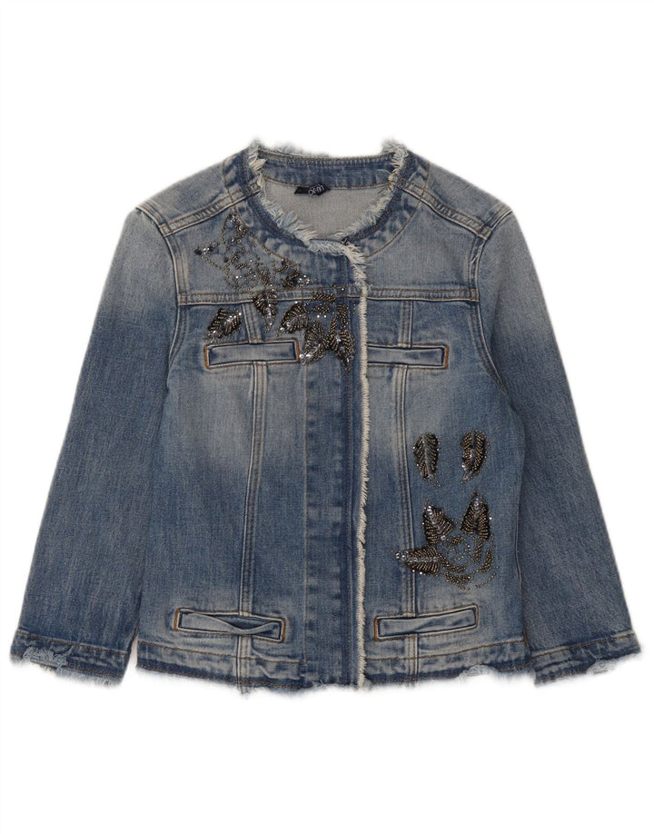 Liu Jo Damen Crop Denim Jacke UK 8 Small Blaue Baumwolle