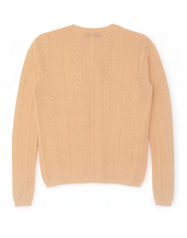 Zara Damen-Pullover mit Knopfkragen, Gr. 12, Mittelbeige