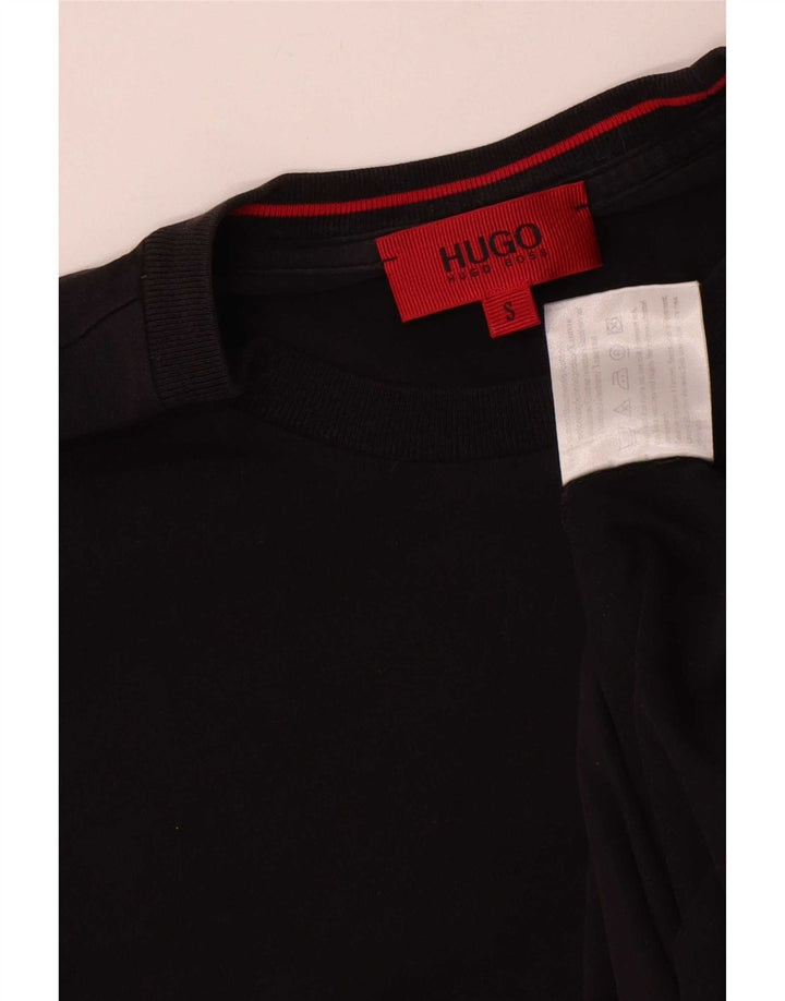 Hugo Boss Herren-Top, langärmelig, klein, schwarze Baumwolle