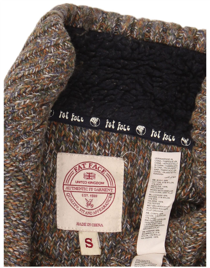 Fat Face Herren-Pullover mit Knopfkragen, klein, grün gefleckte Baumwolle