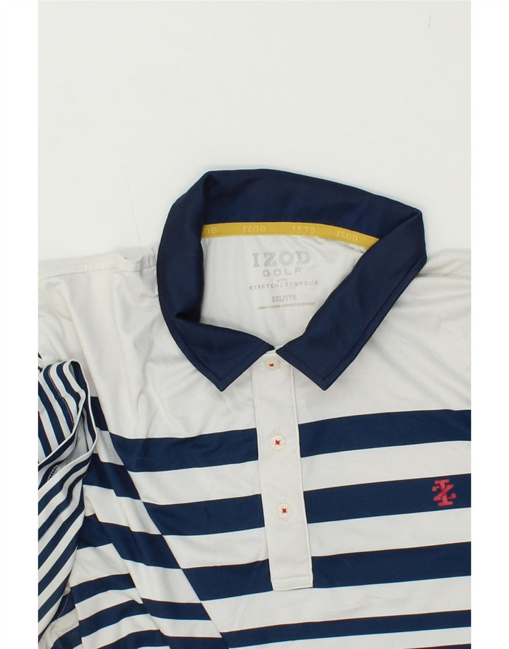 IZOD Mens Polo Shirt 2XL Blue Striped Polyester Vintage Izod and Second-Hand Izod from Messina Hembry 