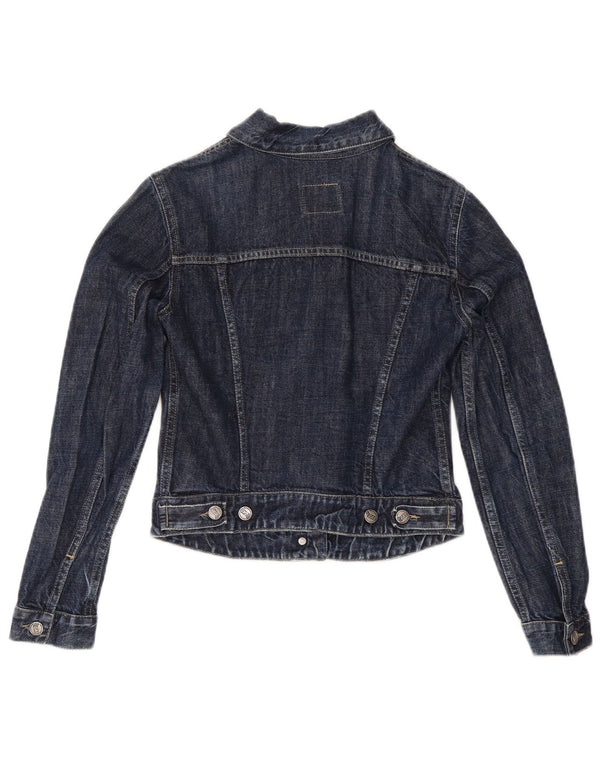 Gas Damen Crop Denim Jacke UK 10 Small Marineblau Baumwolle