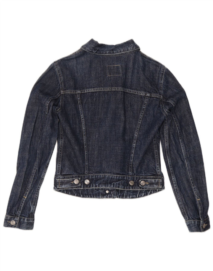 Gas Damen Crop Denim Jacke UK 10 Small Marineblau Baumwolle