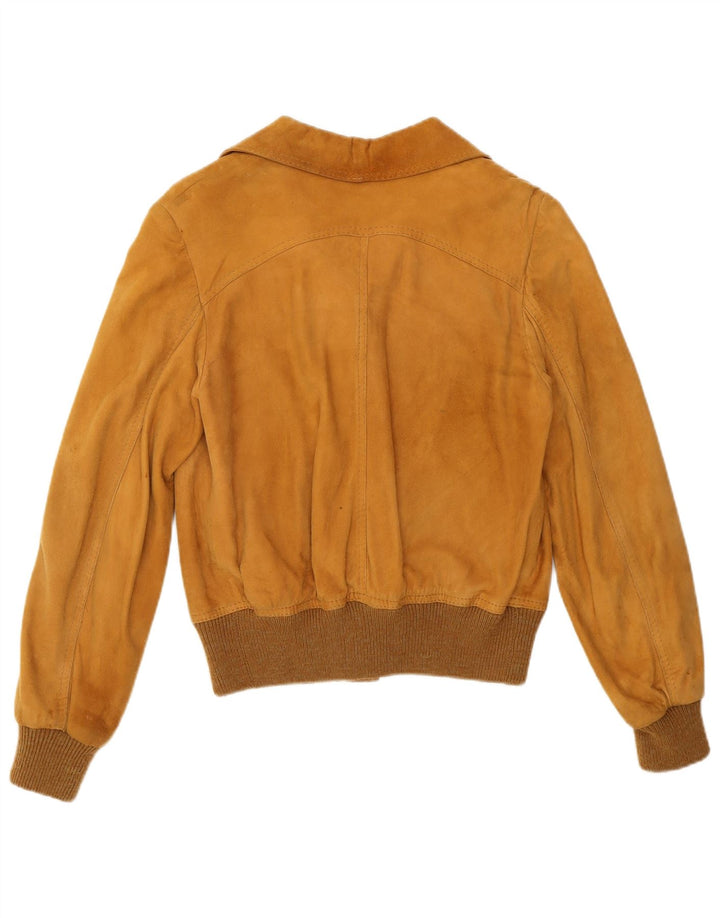 Vintage Damen Wildleder Bomberjacke IT 44 Mittelbraun Retro