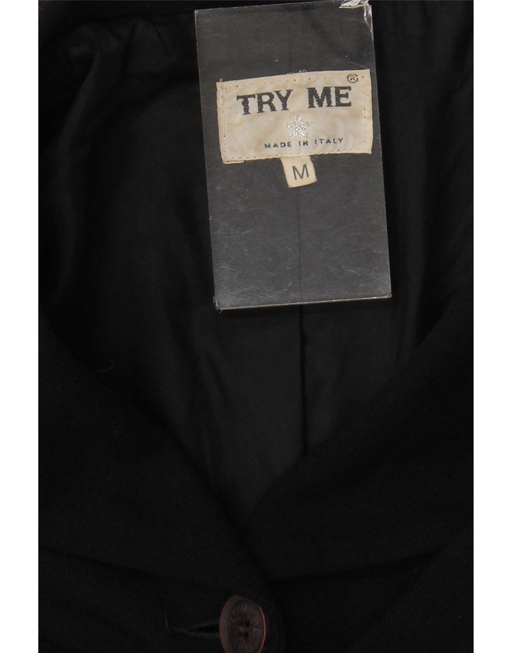 Vintage Damen 4-Knopf-Blazerjacke UK 12 Medium Schwarz