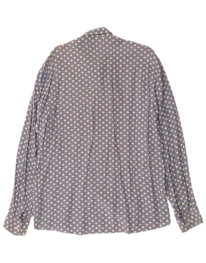 Vintage Herrenhemd XL Blau Polka Dot Viskose